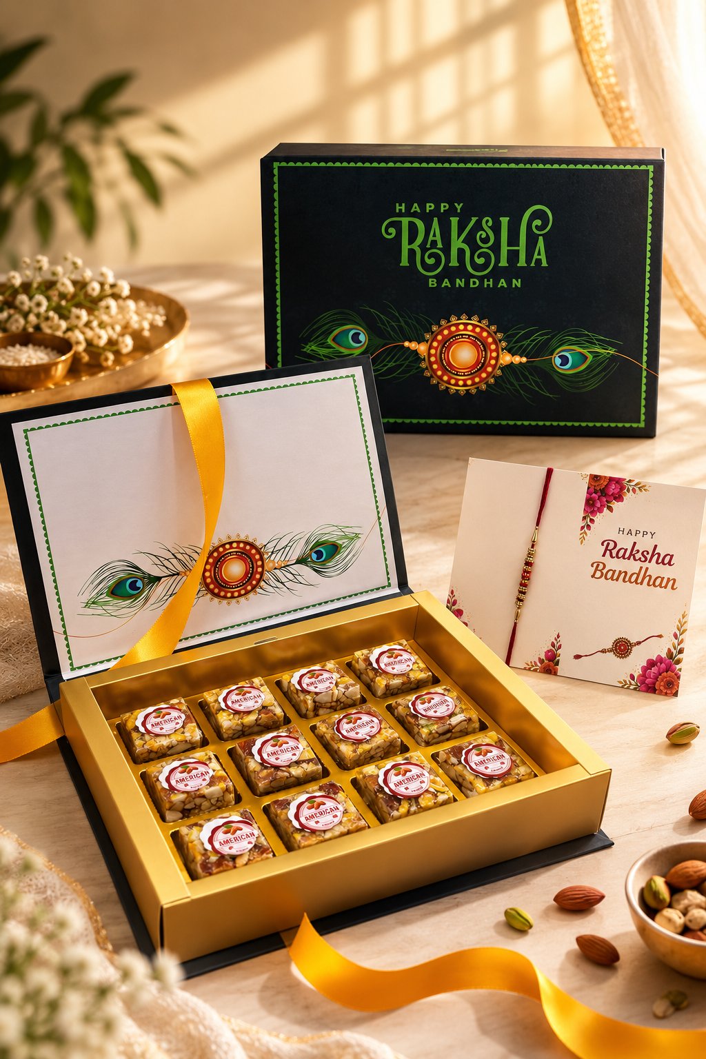 Sugar Free Fusion Rakhi Hamper, Rakhi and Rakhi Wishes Card